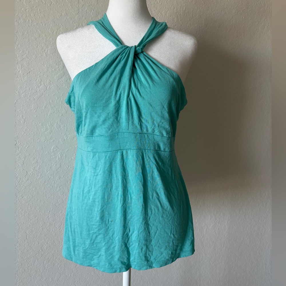 NWOT Boston Proper Aqua Twisted Neck Sexy Top, size M